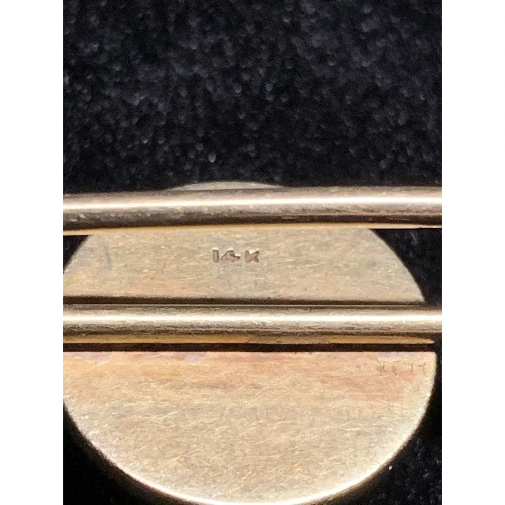 Antique 14K Gold Essex Crystal Airedale Terrier Dog Reverse Intaglio Bar Pin